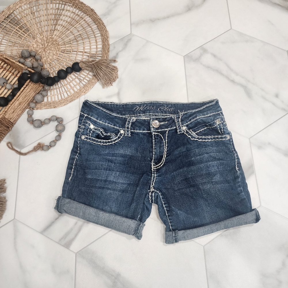 [Miss Chic ] denim blue shorts with rhinestones size 9.